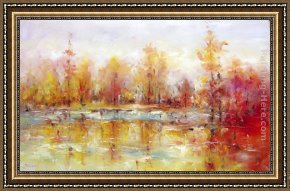 Soul Reflection 2 Framed Paintings - Autumn Reflections by Ioan Popei