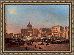 The Colosseum Rome Framed Paintings - St. Peter's and the Vatican Palace, Rome by Ippolito Caffi