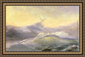 The Wave Framed Paintings - Bracing the Waves by Ivan Constantinovich Aivazovsky