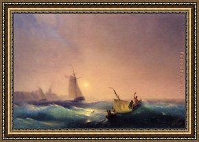 Welsh Coast Framed Paintings - Shipping off The Dutch Coast by Ivan Constantinovich Aivazovsky