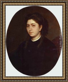 Portrait of a Young Benedictine Framed Paintings - Portrait of a Young Woman Dressed in Black Velvet by Ivan Nikolaevich Kramskoy