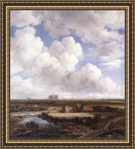 Ground Swell Framed Paintings - View of Haarlem with Bleaching Grounds by Jacob van Ruisdael