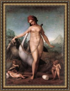 Leda And The Swan Framed Paintings - Leda and the Swan by Jacopo Pontormo