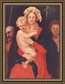 The Vision of Saint John Framed Paintings - Madonna and Child with St. Joseph and Saint John the Baptist by Jacopo Pontormo