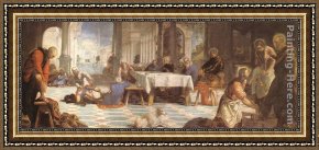 St Augustine Washing The Feet of Christ Framed Paintings - Christ washing the feet of His Disciples by Jacopo Robusti Tintoretto