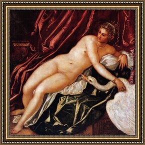 Leda And The Swan Framed Paintings - Leda and the Swan by Jacopo Robusti Tintoretto