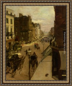 London Framed Paintings - A Street Scene in London by Jacques Emile Blanche