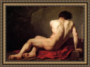 Nude on a Sofa Framed Paintings - Male Nude known as Patroclus by Jacques-Louis David