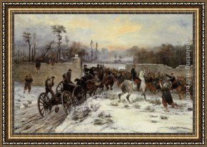 Engagement Framed Paintings - Engagement near St Cloud by James Alexander Walker