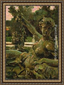 Nymph And Triton Framed Paintings - Nymph and Cupid by James Carroll Beckwith