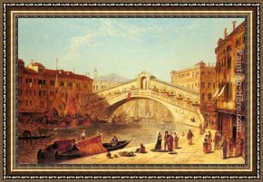 The Rialto Framed Paintings - A View of the Rialto Bridge, Venice by James Holland