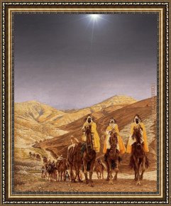 Under The Stars Framed Paintings - Journey of the Magi with stars by James Jacques Joseph Tissot