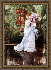 Lilac Framed Paintings - The Bunch of Lilacs by James Jacques Joseph Tissot