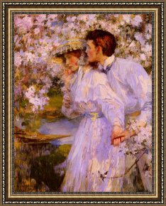 Thoughts of Springtime Framed Paintings - In The Springtime by James Jebusa Shannon