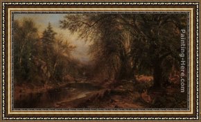 Hart Framed Paintings - In The Adirondacks by James McDougal Hart