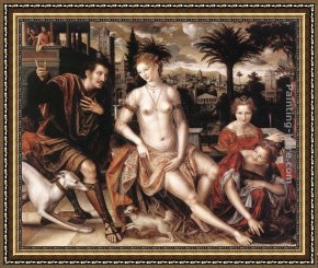 Massys Framed Paintings - David and Bathsheba by Jan Massys