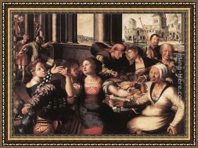 Elijah Restoring The Widow's Son Framed Paintings - The Prodigal Son by Jan Sanders van Hemessen