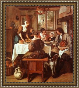 The Three Graces Framed Paintings - Grace before the Meal by Jan Steen