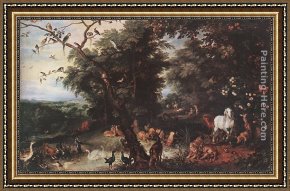 Genesis The Fall And Expulsion From Paradise The Original Sin Framed Paintings - The Original Sin by Jan the elder Brueghel