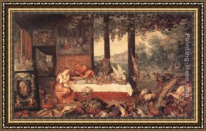 A Sense of Space I Framed Paintings - The Sense of Taste by Jan the elder Brueghel
