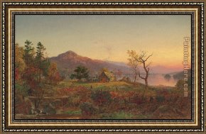 Houses in France Framed Paintings - Fisherman's House Greenwood Lake New Jersey by Jasper Francis Cropsey