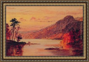 The Clove Catskills Framed Paintings - Lake Scene, Catskill Mountains by Jasper Francis Cropsey