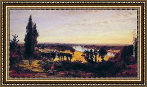 Mill on The Thames, Mapledurham Framed Paintings - Richmond Hill and the Thames, London by Jasper Francis Cropsey
