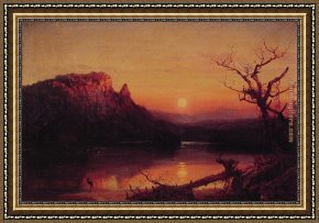 Cliffs Framed Paintings - Sunset,Eagle Cliff,New Hampshire by Jasper Francis Cropsey