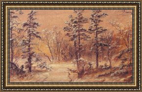 Woodland Walk Framed Paintings - Winter Woodland by Jasper Francis Cropsey