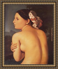 Bathers Framed Paintings - Half-figure of a Bather by Jean Auguste Dominique Ingres