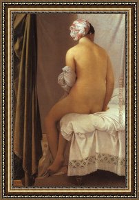 Auguste Framed Paintings - La Grande baigneuse by Jean Auguste Dominique Ingres