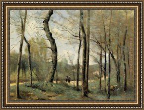 Corot Framed Paintings - First Leaves, near Nantes by Jean-Baptiste-Camille Corot