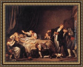 Elijah Restoring The Widow's Son Framed Paintings - The Punished Son by Jean Baptiste Greuze