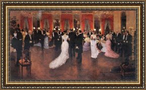 Evening Mood Framed Paintings - An Evening Soiree by Jean Beraud