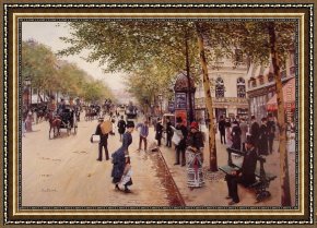 Vue De Saintes Maries 1888 Framed Paintings - Boulevard des capucines by Jean Beraud