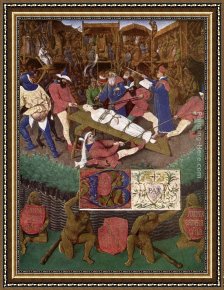 Martyrdom of St Sebastian Framed Paintings - The Martyrdom of St Apollonia by Jean Fouquet