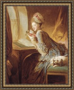 Fragonard Framed Paintings - The Love Letter by Jean Fragonard