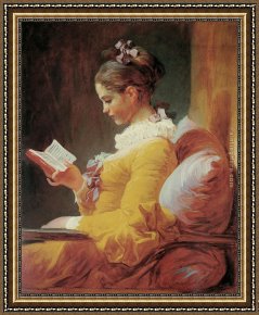 Fragonard Framed Paintings - Young Girl Reading by Jean Fragonard