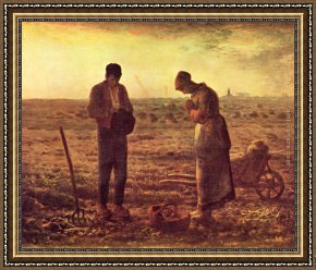 Sower with Setting Sun After Millet Framed Paintings - Angelus by Jean Francois Millet