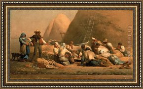 Sower with Setting Sun After Millet Framed Paintings - Harvesters Resting by Jean Francois Millet