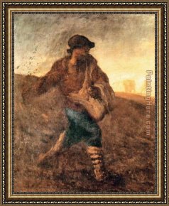 Sower with Setting Sun After Millet Framed Paintings - The sower by Jean Francois Millet
