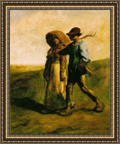 Woodland Walk Framed Paintings - The Walk to Work by Jean Francois Millet