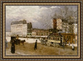 Boulevard Montmarte Framed Paintings - Place Blanche Boulevard Clichy by Jean Francois Raffaelli