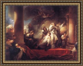 Fragonard Framed Paintings - Coresus Sacrificing himselt to Save Callirhoe by Jean-Honore Fragonard