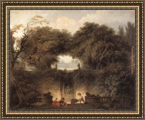Fragonard Framed Paintings - Le petit parc by Jean-Honore Fragonard