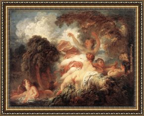 Fragonard Framed Paintings - The Bathers by Jean-Honore Fragonard