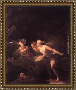 Fragonard Framed Paintings - The Fountain of Love by Jean-Honore Fragonard