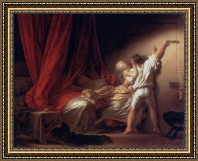 Fragonard Framed Paintings - the lock by Jean-Honore Fragonard