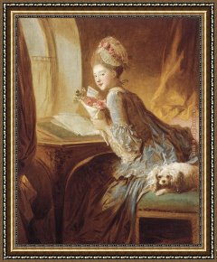 Fragonard Framed Paintings - The Love Letter by Jean-Honore Fragonard