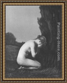 Nymph And Triton Framed Paintings - Nymph qui pleure by Jean-Jacques Henner